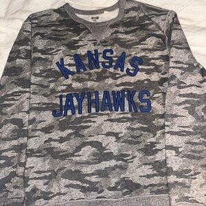 Gray Camo University of Kansas Crewneck